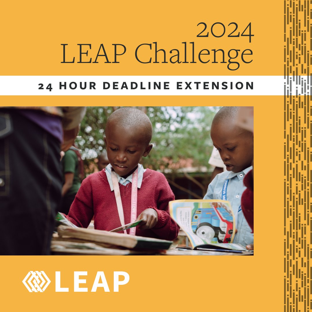 EXTENSION ALERT: We added one day to the application deadline for the 2024 LEAP Challenge. Make sure you finish your application and click submit by 5/1 12pm ET. hubs.ly/Q02vr2xw0