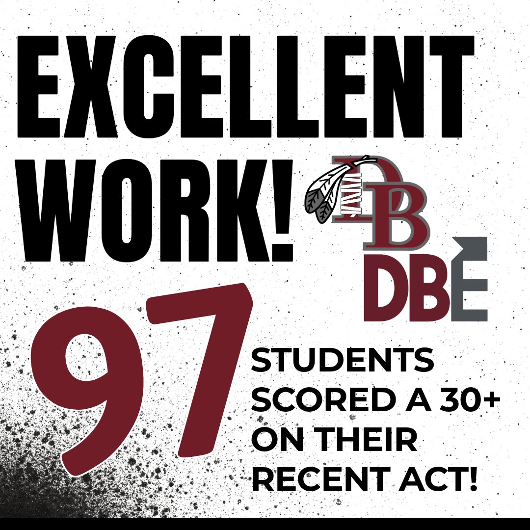 ⭐️CONGRATS⭐️ to 97 (❗) @kcs_dbhs & @KCS_DBEXCEL students who earned scores of 30 or greater on their recent ACT exam! 🙌🏻🙌🏻 The ACT national average composite score is 19.5 w/ 36 being the highest possible composite score obtainable. Excellent work! 💯