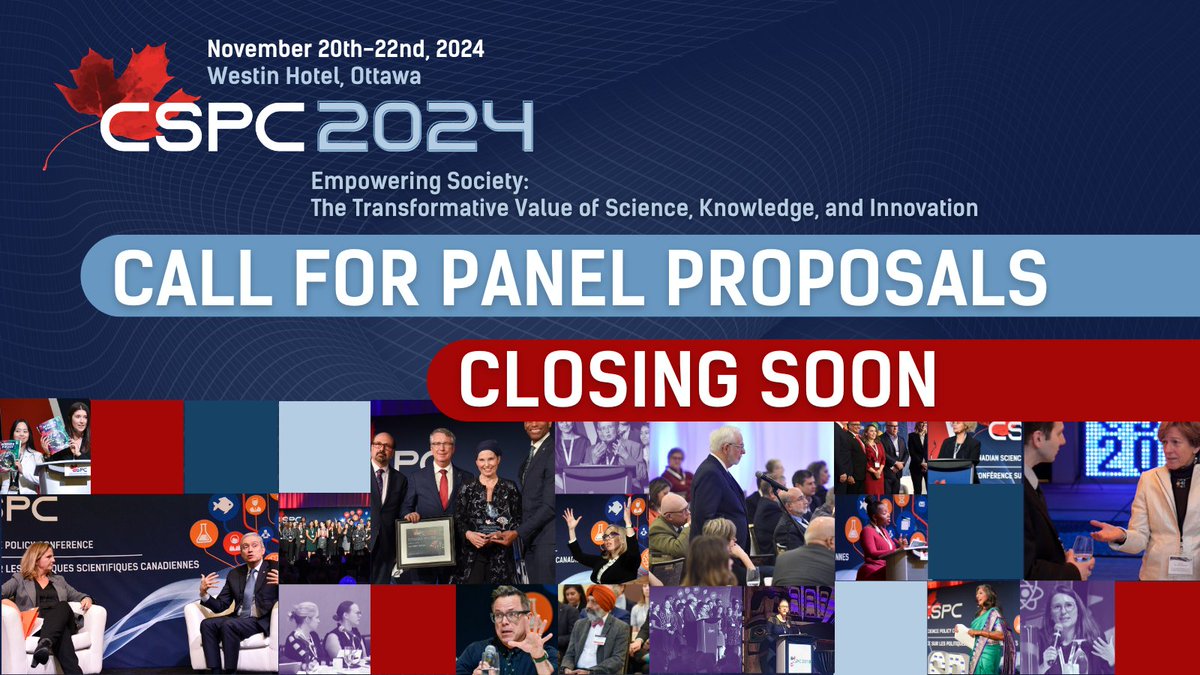 LAST CHANCE 🔔❗❗

The #CSPC2024 Call for Panel Proposals ends May 1 at midnight! 

Submit your ideas for a panel TODAY: sciencepolicy.ca/conference/csp… 

#SciencePolicy #CdnSci