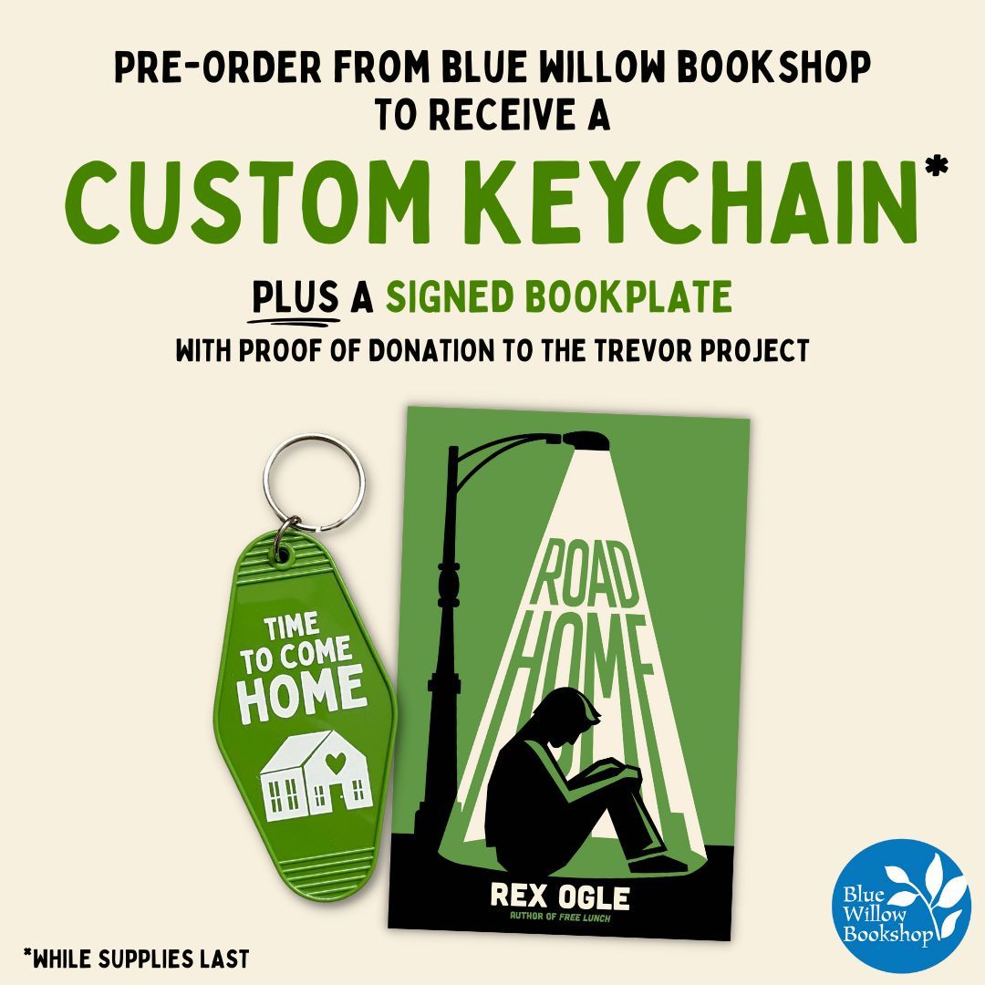 We are big fans of @RexOgle. His new YA memoir, ROAD HOME, and it is not to be missed. 💚 Order your copy with us to receive a custom keychain—plus a signed bookplate if you make a donation to @TrevorProject! bluewillowbookshop.com/pre-order-road… @NYRBooks