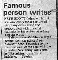 Sounds are Sent a Letter From Jordan #otd 29/4/78: Jordan: '...sniff my knickers' 🫡🩲