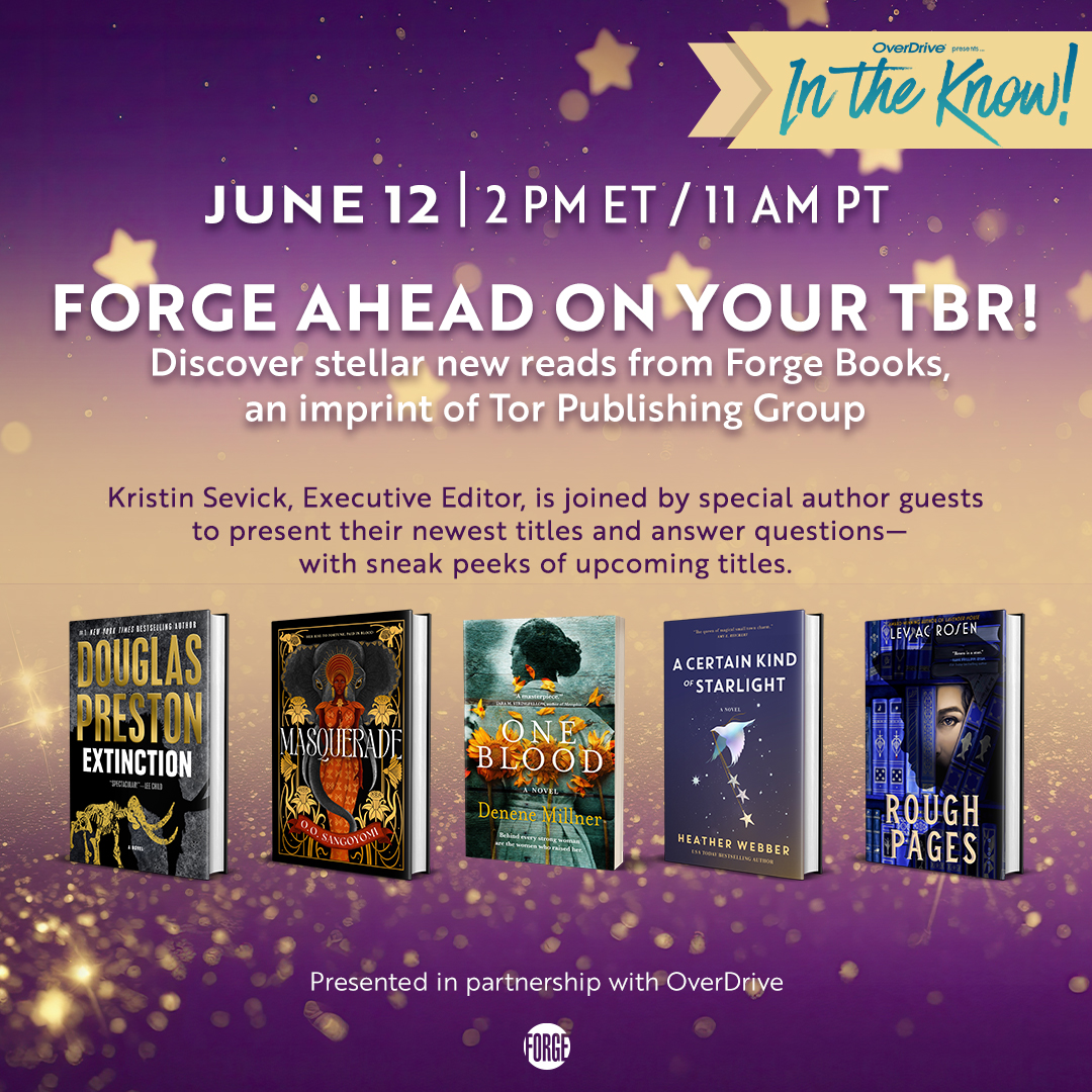 Save the date - 6.12 at 2pm ET, we're teaming up with @OverDriveInc for a massive virtual book event! Join Douglas Preston, @OOSangoyomi, @MyBrownBaby, @BooksbyHeather, and @LevACRosen and get ready to Forge Ahead! Register here: crowdcast.io/c/forgeahead