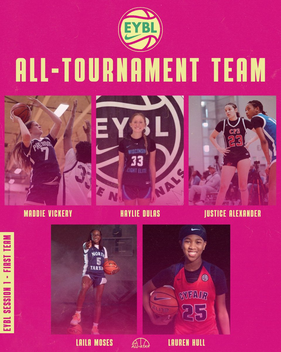 The @NikeGirlsEYBL Session 1 15U 𝙁𝙄𝙍𝙎𝙏 𝙏𝙀𝘼𝙈.

• @VickeryMaddie 
• @HaylieDulas 
• @theJustice1523 
• @LailaMoses09 
• @LaurenHull2027 

🔗 jrallstar.com/2024/04/eybl-s…