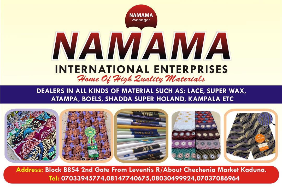 This is what I do for a living,  we sell all kinds of materials such as, lace , super wax, Atanpa, Boels, shadda..and so many more. 

If you come across this post, kindly retweet for the sake of Allah..