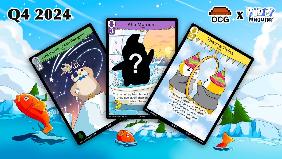 🚨Announcing 🚨: our first game: a Trading Card Game designed around the @pudgypenguins IP. Coming Q4 2024. It's time to share our love of TCG with the world of web 3 and share our love of web3 with the world of TCG. Get exclusive access on our website in bio.