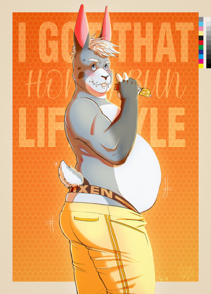''I Got That Honey Bun Lifestyle''. Felt like drawing a big bellied and fat butt character and accompany it with a pun.
