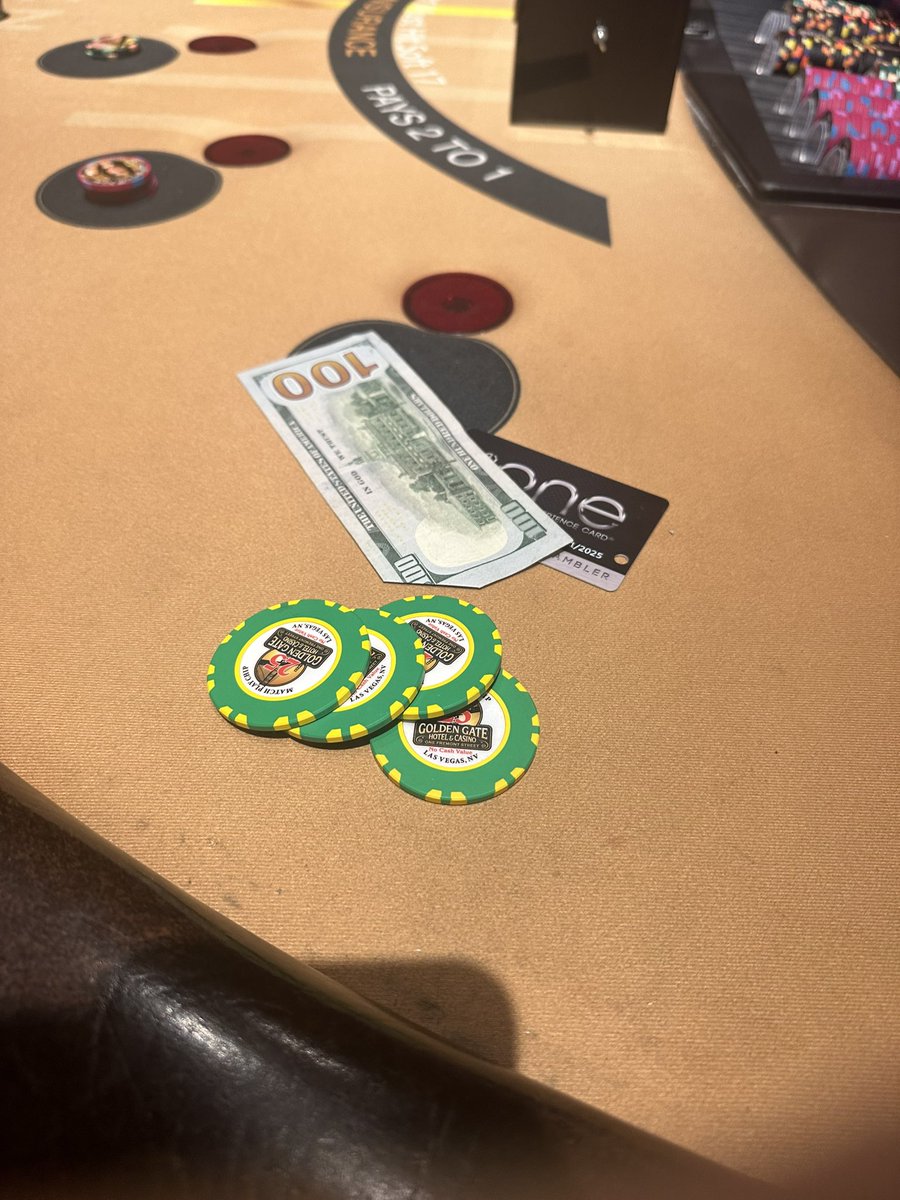 Had $100 match play at GoldenGate.  Played 4 hands blackjack.  $125 profit!