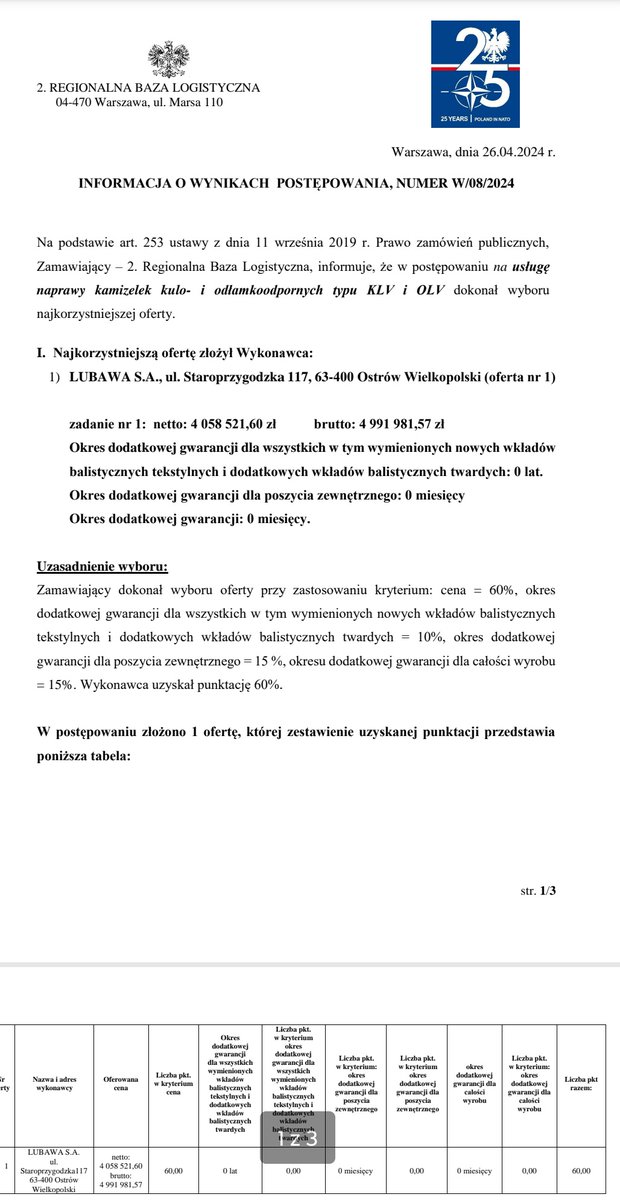 Dokonano wyboru wykonawcy. Usługę wykona #Lubawa za prawie 5 mln zł.