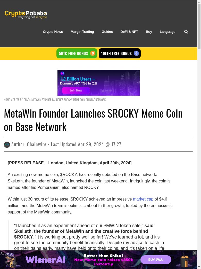 BREAKING NEWS :  Launch of $ROCKY Meme Coin could trigger a significant rally in the cryptocurrency market. cryptoeco.net/tw/4c66.html  #ROCKY #MemeCoin #BaseNetwork