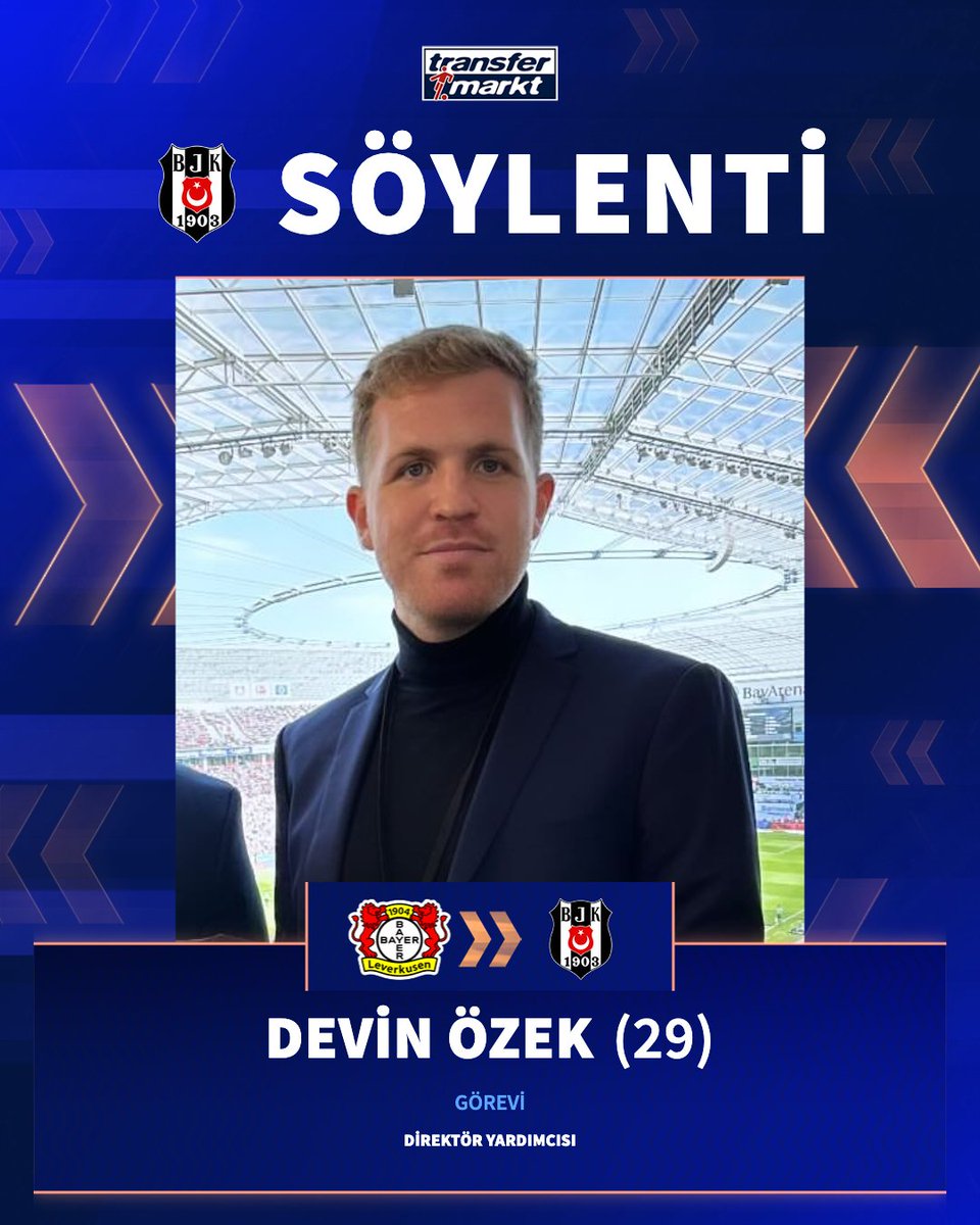 👔 Beşiktaş, Bayer Leverkusen'de A takım direktör yardımcısı olan Devin Özek’in futbol yapılanmasında görev alması konusuna sıcak bakıyor! ℹ️ İki tarafın temasları sürüyor. 📎 Ertan Süzgün ➡️ transfermarkt.com.tr/s/jrr