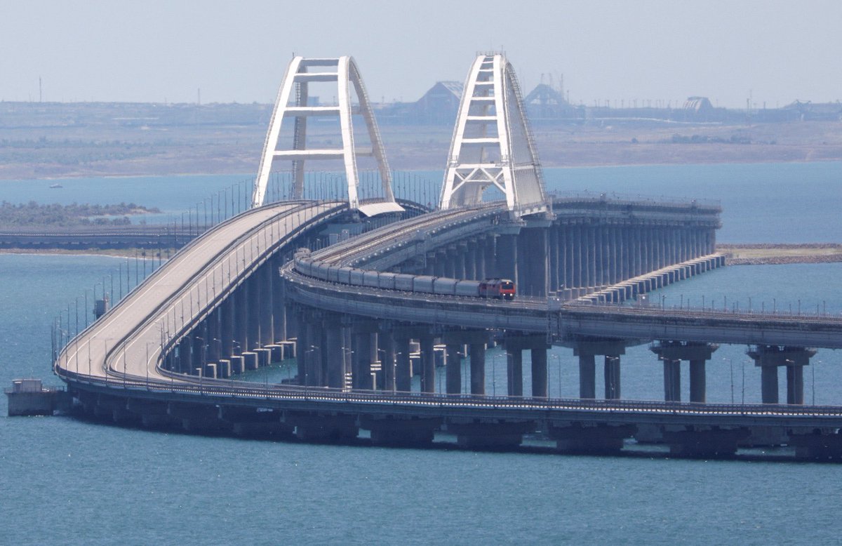THE UKRAINIANS AND NATO HAVE CAUGHT IT: KERCH BRIDGE SYNDROME (KBS) 🇺🇦👉🤪 Pictured is the bridge recently constructed by the Russian Federation which connects mainland Russia to the Crimean peninsula. The Ukrainians and their NATO partners are yearning, lusting, and foaming