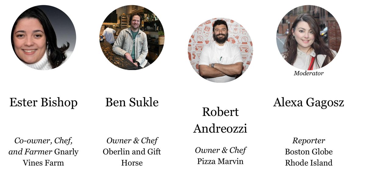 Hey Rhode Islanders! I’ll be moderating a panel about our food system with; 🔪Ben Sukle, chef-owner of Oberlin & Gift Horse 👩🏽‍🌾Ester Bishop, co-owner and farmer at Gnarly Vines Farm 🍽️ Rob Andreozzi, chef-owner of Pizza Marvin Join us for free! mayrhodemaplive.splashthat.com/social