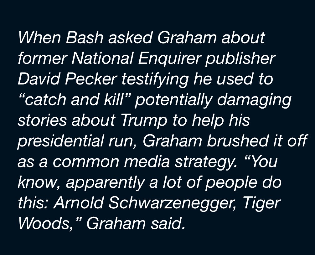 Did Lindsey Graham get his law degree from Trump University? This is what he said when Dana Bash asked him about Trump using the National Enquirer “catch and kill” according to Politico.