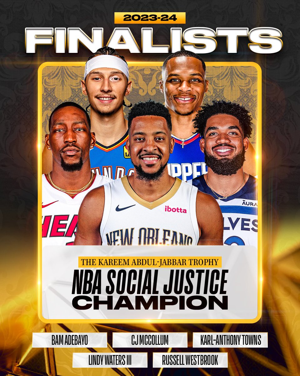 Congrats to the 2023-24 NBA Social Justice Champion award finalists. During the past year, and beyond, they dedicated themselves to creating a more equal and just society. Stay tuned to see who takes home the Kareem Abdul-Jabbar trophy for this season.