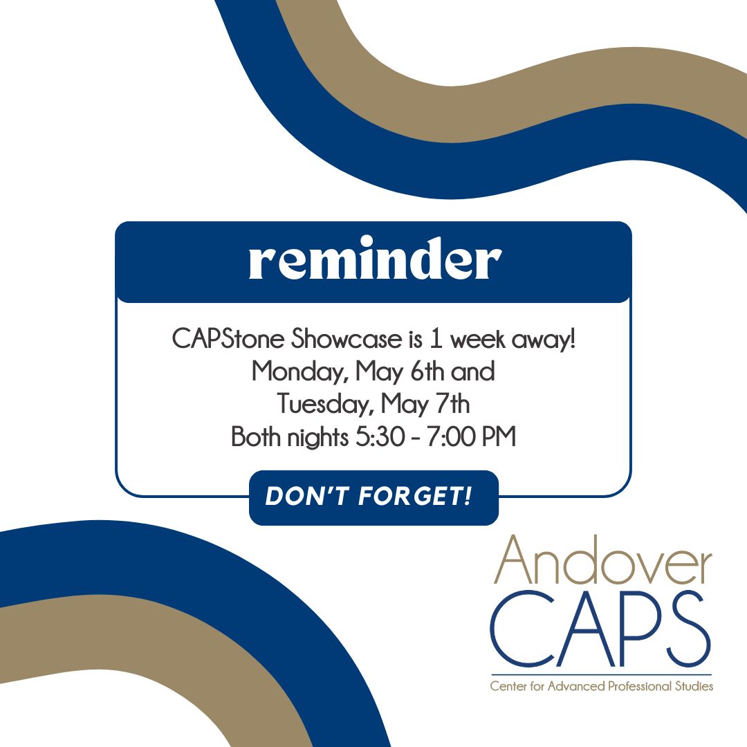 We pause your normally scheduled Medical Monday to remind you of next week's CAPStone! Next Monday and Tuesday evening our CAPS young professionals will be presenting their chosen project. Stay tuned for a list of topics!