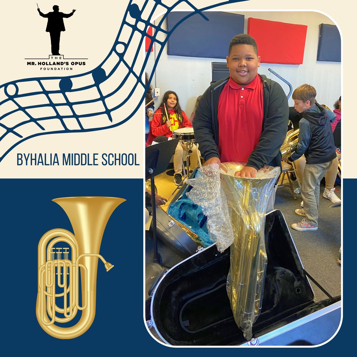 It’s an exciting day at Byhalia Middle School in Byhalia, MS as students unpackage MHOF donated instruments and unleash their potential through the power of music!
#mhof #mhopus #tuba #musiceducation