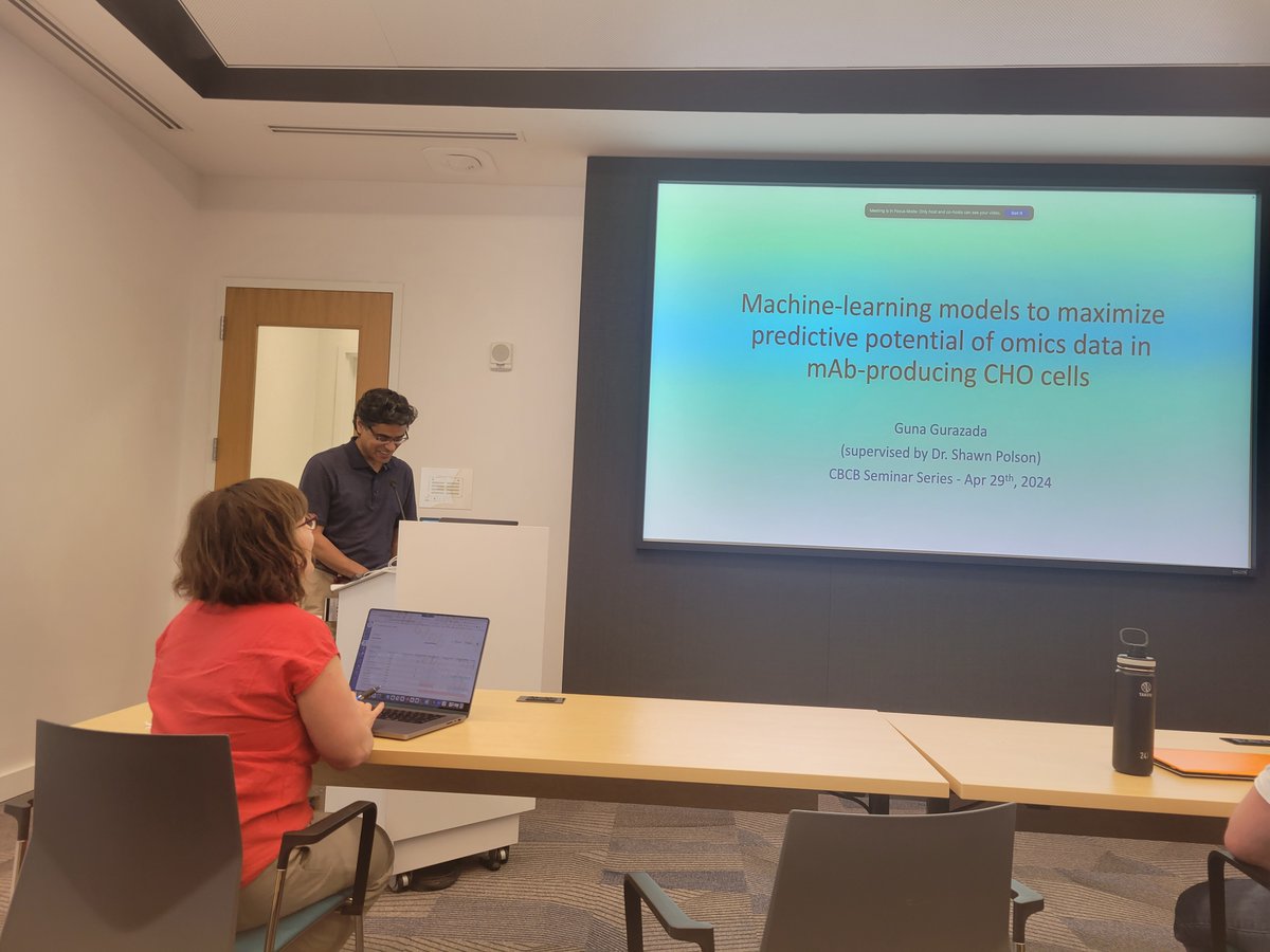 UDCBCB (@udcbcb) on Twitter photo The second part of today's seminar on Exploring machine learning models to maximize the predictive potential of omics data in mAb-producing CHO cells by Guna Gurazada, PhD candidate, Bioinformatics Data Science program CBCB, <a href="/UDelaware/">Univ. of Delaware</a> The second part of today's seminar on Exploring machine learning models to maximize the predictive potential of omics data in mAb-producing CHO cells by Guna Gurazada, PhD candidate, Bioinformatics Data Science program CBCB, <a href="/UDelaware/">Univ. of Delaware</a>