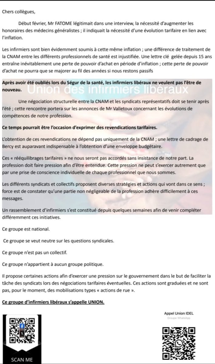 'Les infirmiers libéraux en ont assez de l'absence de revalorisation tarifaire. Partagez pour soutenir leur cause et faire pression sur les politiques avant les JO sinon il sera trop tard 
@IDELUnis 
#1tweet1applaudissement
#RevalorisationTarifaire #SoutienAuxIdel