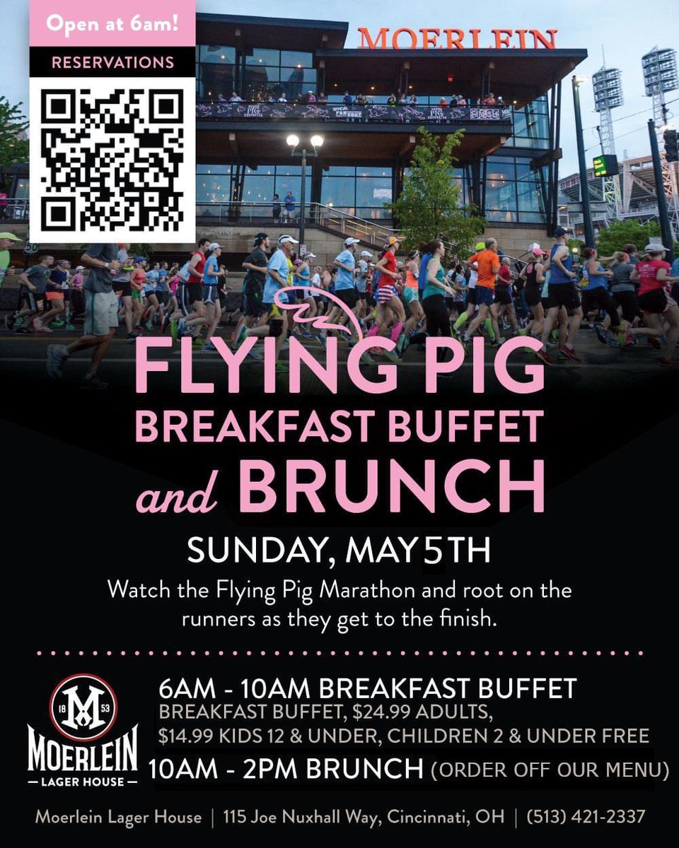 Join us for an unforgettable experience on Sunday, May 5th, as we celebrate the annual Flying Pig Marathon. Moerlein Lager House invites you to indulge in our exclusive offerings designed to make your marathon viewing experience truly special.
