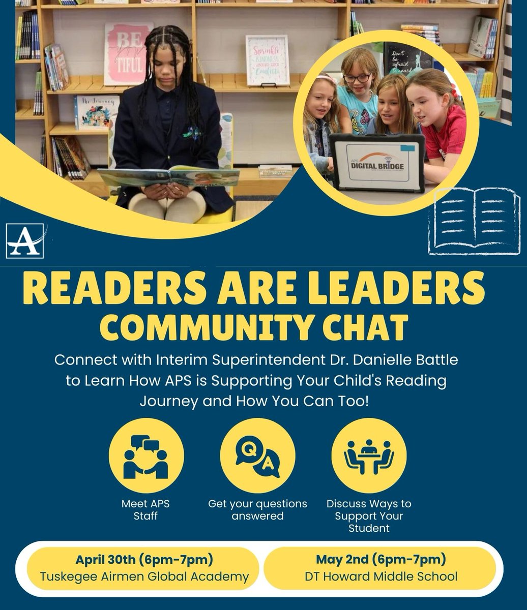 📖💡 Join us in a conversation with Interim Superintendent Dr. Danielle Battle to discover how APS is nurturing your child's reading journey and explore how you can be a part of this empowering process! We hope to see you there! #AtlantaPublicSchools #APSExcellence