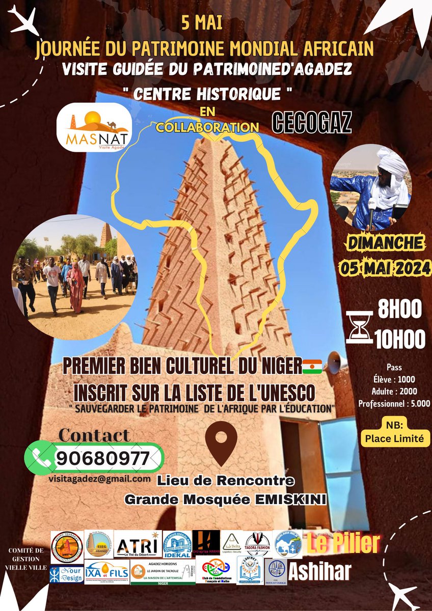 Dimanche 05 Mai 2024 Journée du patrimoine Mondial Africain. #Agadez 🇳🇪( Centre Historique ) le Premier site culturel Classé Patrimoine mondial de l'humanité, l'unique du Niger 🇳🇪 est un des plus majestueux d’Afrique à travers son histoire et son architecture de la terre crue.