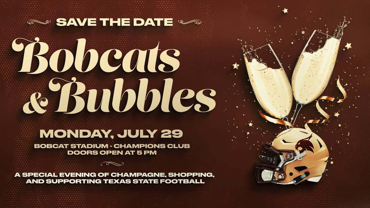 𝐒𝐚𝐯𝐞 𝐓𝐡𝐞 𝐃𝐚𝐭𝐞 📆 Bobcats & Bubbles will return this summer and is set for July 29! Registration will start on May 15 #EatEmUp #TakeBackTexas