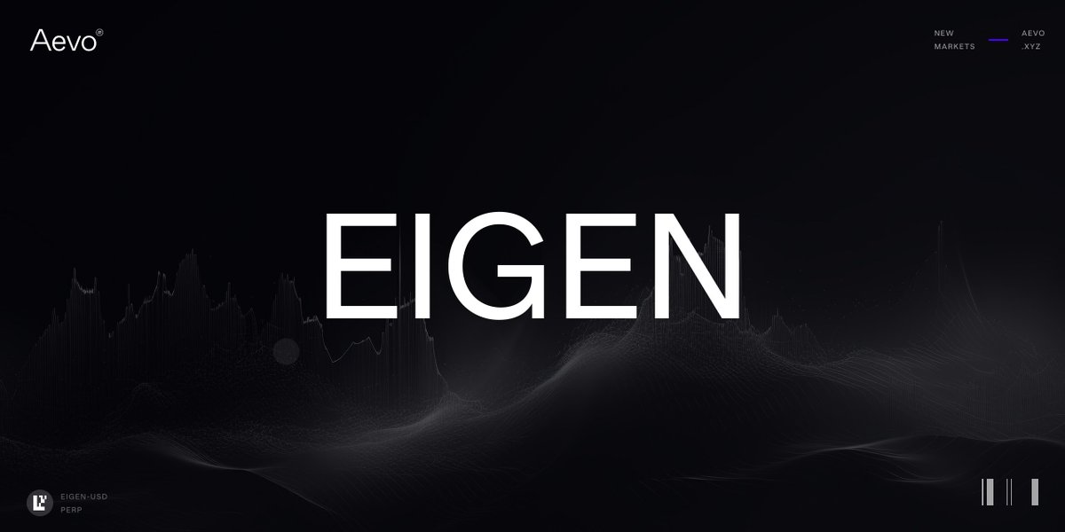 aevoxyz's tweet image. New Pre-Launch Listing: $EIGEN @eigenlayer 

Ahead of the highly-anticipated EIGEN airdrop, you can trade $EIGEN pre-launch. Total supply is 1.67B tokens.

Trade $EIGEN here: app.aevo.xyz/perpetual/eigen