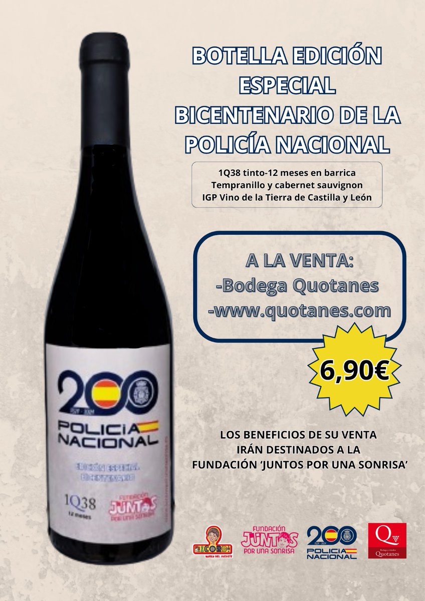El pasado sábado tuvimos el honor de participar en la I Gala solidaria "Juntos por una sonrisa", celebrada en el Palacio Real de Valladolid. En ella, presentamos la Botella Edición Especial conmemorativa del Bicentenario de la Policía Nacional