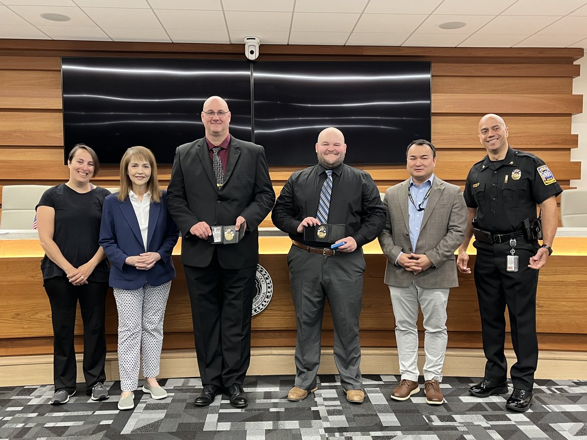 This morning, Patrick Douglas Schaut and Bryan Lee Hatta were sworn-in to the City of Manassas Park Police Department. We would like to congratulate them and wish them a warm welcome to the family! @ManassasParkPD