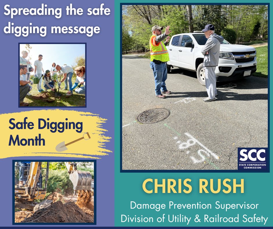 SCC Damage Prevention Supervisor Chris Rush was in the field recently addressing homeowner's complaint about excavation taking place near his property & utility locate marks in his yard. scc.virginia.gov/pages/Damage-P… va811.com #NSDM #SafeDiggingMonth #DigWithCARE #Call811