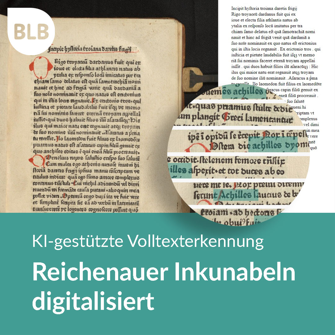 Ein Meilenstein der Texterkennung für Wiegendrucke! Die BLB hat die #Inkunabeln der ehemaligen Klosterbibliothek #Reichenau digitalisiert und zugleich ihre Texte mittels #KI vollständig durchsuchbar gemacht: blb-karlsruhe.de/presse #blbka #Transkribus @mwk__bw @KA_digital