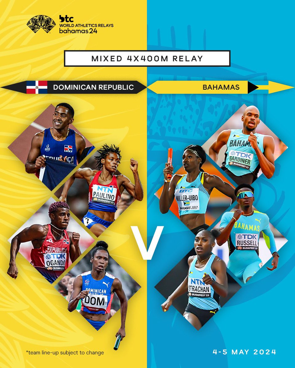 Home crowd about to go wild 😮‍💨 Watch out for the host nation in the mixed 4x400m at the #WorldRelays in the Bahamas 👀