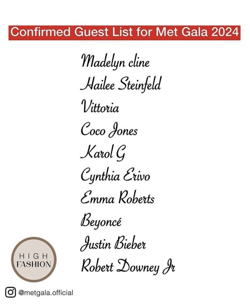 Saiu a lista do Met Gala 2024 que acontece no dia 6 de Maio em New York, com o tema 'Belas Adormecidas'.
#MetGala #MetGala2024 

#SegundaDetremuraSDV