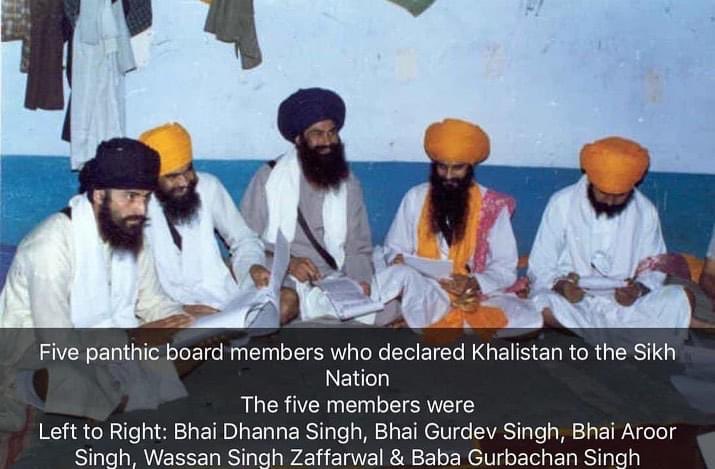 SikhFedUK's tweet photo. Today marks Khalistan Declaration Day (ਖਾਲਿਸਤਾਨ ਐਲਾਨਨਾਮਾ ਦਿਵਸ) 🙏🏽 29th April 1986 - Sri Akal Takhat Sahib (29 ਅਪ੍ਰੈਲ 1986 ਸ੍ਰੀ ਅਕਾਲ ਤਖਤ ਸਾਹਿਬ) 🙏🏽

The Sarbat Khalsa on 26 January 1986 appointed and inaugurated a 5 member Panthic Committee to make decisions on behalf of the Sikh Nation. The committee later went on to declare Khalistan on April 29, 1986.

The Panthic Committee unanimously made the Declaration of Khalistan at Sri Akal Takhat Sahib. The decision was made after years of peaceful struggle and two genocides carried out in June 1984 and November 1984. 

#Sikhs #Sikh #Khalistan #khalistanDay #khalistanzindabad🚩 #Khalsa #NeverForget84 #SikhGenocide84 #SelfDetermination #Freedom