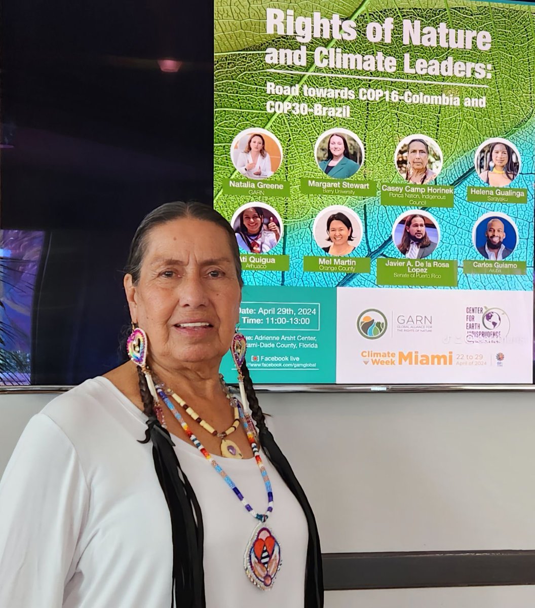 Ponca Environment Ambassador Casey Camp Horinek presenting on a Rights of Nature and Climate Leaders panel in Miami, FL for climate week hosted by @garnglobal