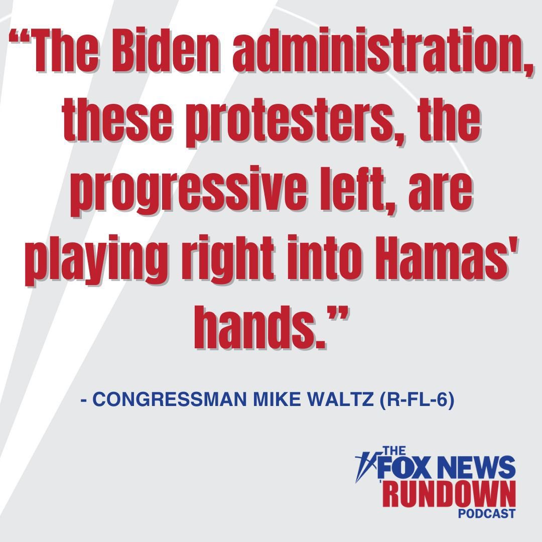 The Biden Administration walks a tight rope on foreign policy as anti-Israel protests persist. Congressman @michaelgwaltz joins me today on #FOXNewsRundown to discuss President Biden's “wavering support for Israel.” buff.ly/3z40CwO