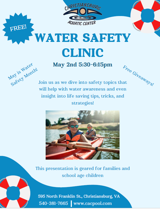 Join us this Thursday for a free Water Safety Clinic!