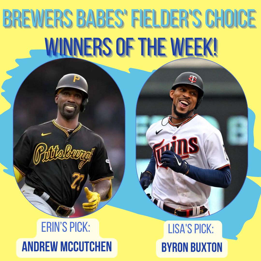 BrewersBabes's tweet image. If you listened to our most recent episode, you already know why we picked #andrewmccutchen and #byronbuxton as our Fielder's Choice winners but also: LOOKIT THOSE GORGEOUS SMILES