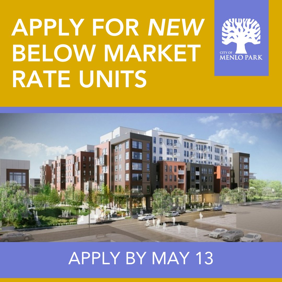 The City of Menlo Park is happy to announce that applications are now open for Below Market Rate units at two new housing developments, Lume (172 Constitution Dr.) and Vasara (110 Constitution Dr.)! ✅ Applications are due May 13. Learn more: bit.ly/3WmRJtM