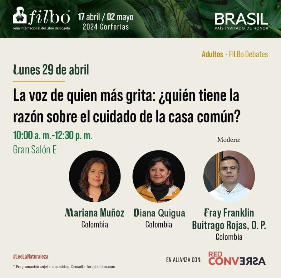 A esta hora en la #FILBo2024 estamos con la #RedConversa dialogando sobre cuidar la 'casa común' 🌎. Si estás en la Feria del Libro, pasa por el Gran Salón E de Corferias.