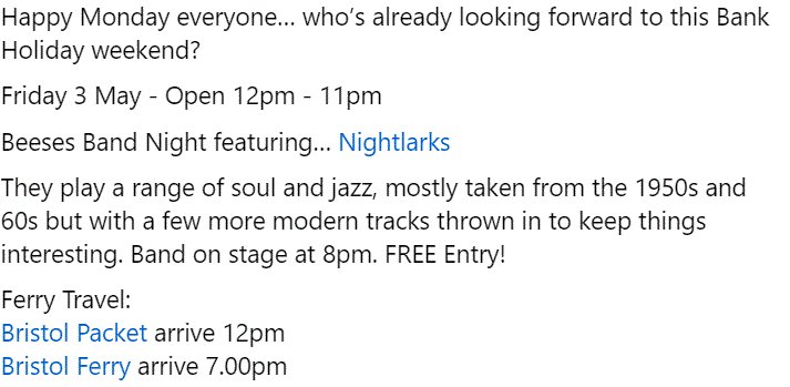 NIGHTLARKS @ BEESES TEA GARDENS BRISTOL
             FRIDAY MAY 3RD - 8PM ONWARDS
***STEP THIS WAY FOR BOOGIE WONDERLAND***
#bankholidaymonday #Bristol #soulmusic #Dancing #sunshine #Riverdale #boat #fun #summer #bath