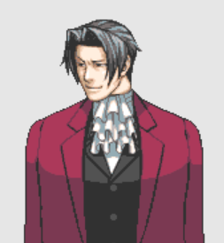 whenever i see this edgeworth sprite i want to roll him into a little taffy-like ball and run over him with a skateboard until he is a pink stain on the floor