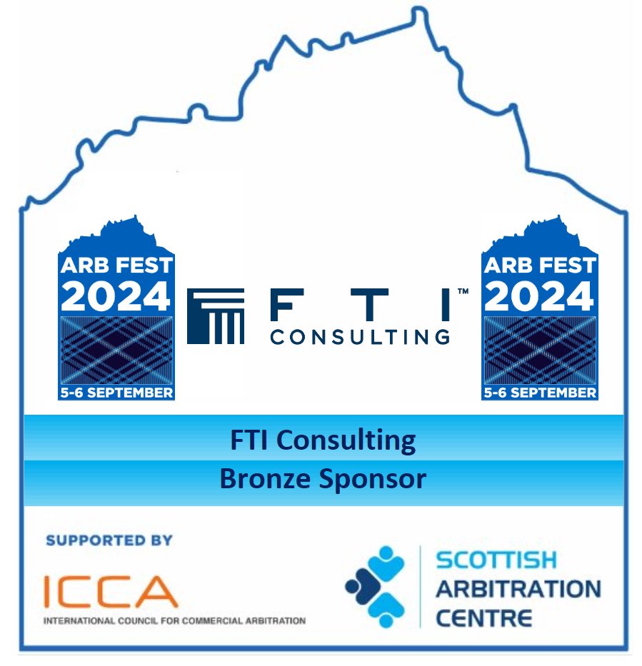 We are delighted that FTI Consulting is sponsoring the Edinburgh International Arbitration Festival (#ArbFest2024). To join us in Scotland for this festival of arbitration, please register here: scottisharbitrationcentre.org/arbfest2024-re….