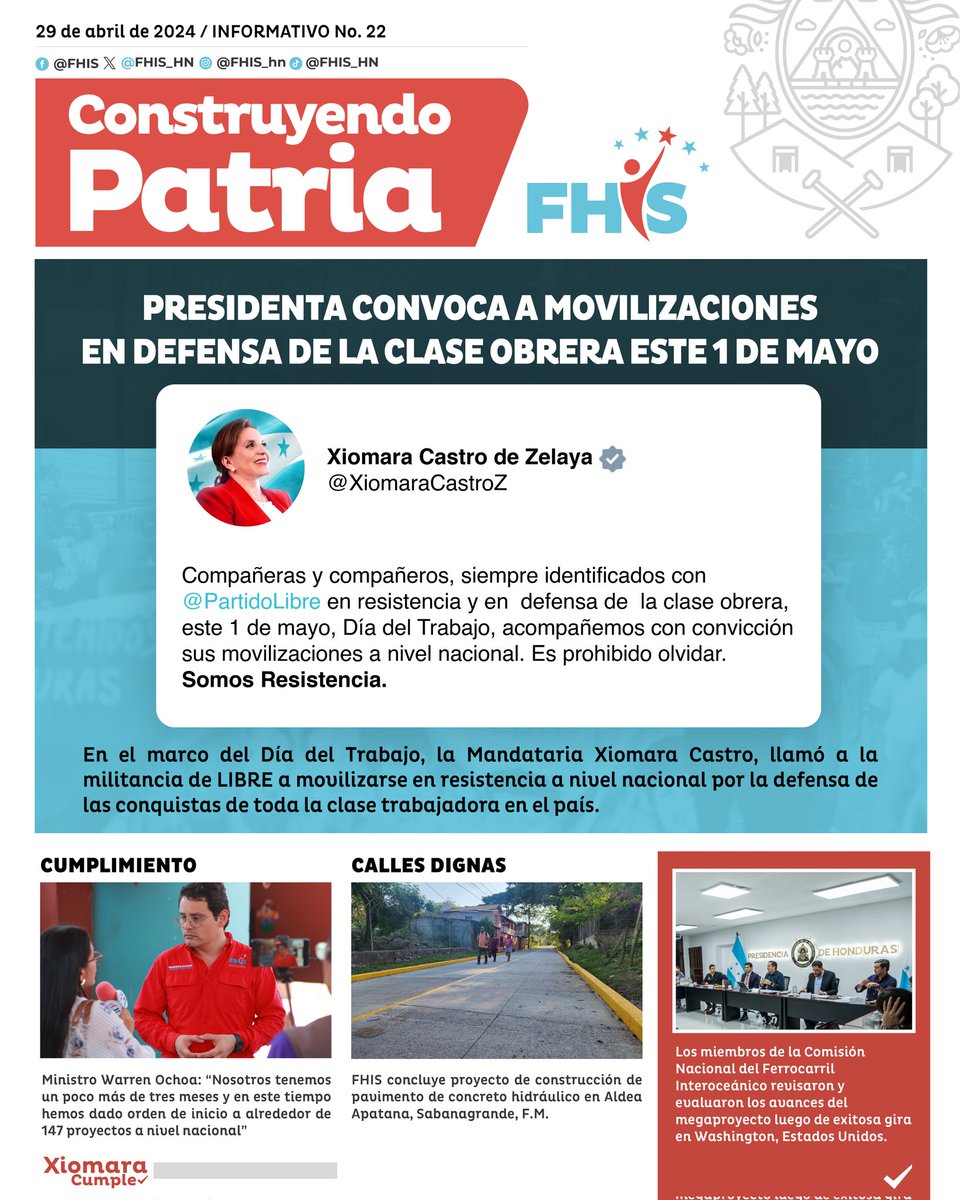 ¡Buenos días! Iniciamos la semana con las noticias del FHIS y los avances del Gobierno de la Refundación Nacional. 

Síganos en nuestras redes sociales y manténgase al día sobre el trabajo que realiza el @FHIS_HN en beneficio del pueblo. #ConstruyendoPatria