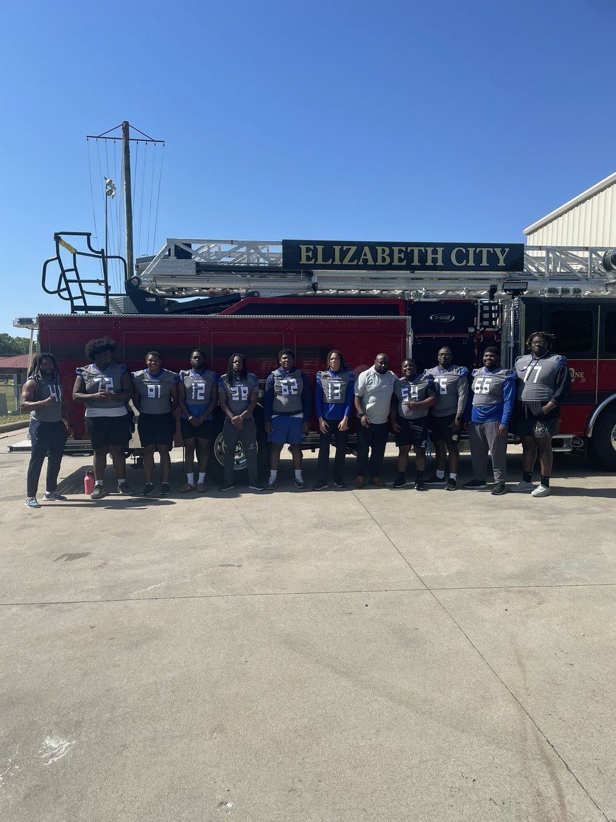 Special shoutout to the @ECFDfire for commissioning of their brand new fire truck. Greatful to be apart! @ECSUVikingFBall @ECSU @ECSUVikings @ECFDfire @TDAsportsNENC