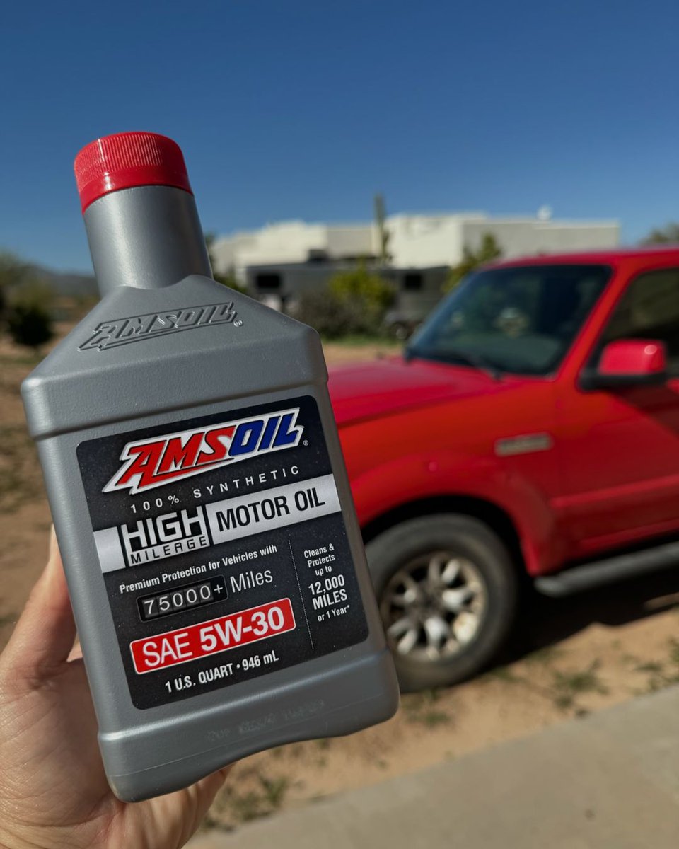 Preventive maintenance that includes high-quality lubricants is key for keeping vehicles safe and dependable for the long haul. 💪 AMSOIL 100% Synthetic High-Mileage Motor Oil is designed specifically for the unique demands of high-mileage engines. 📷: @tiffanystone