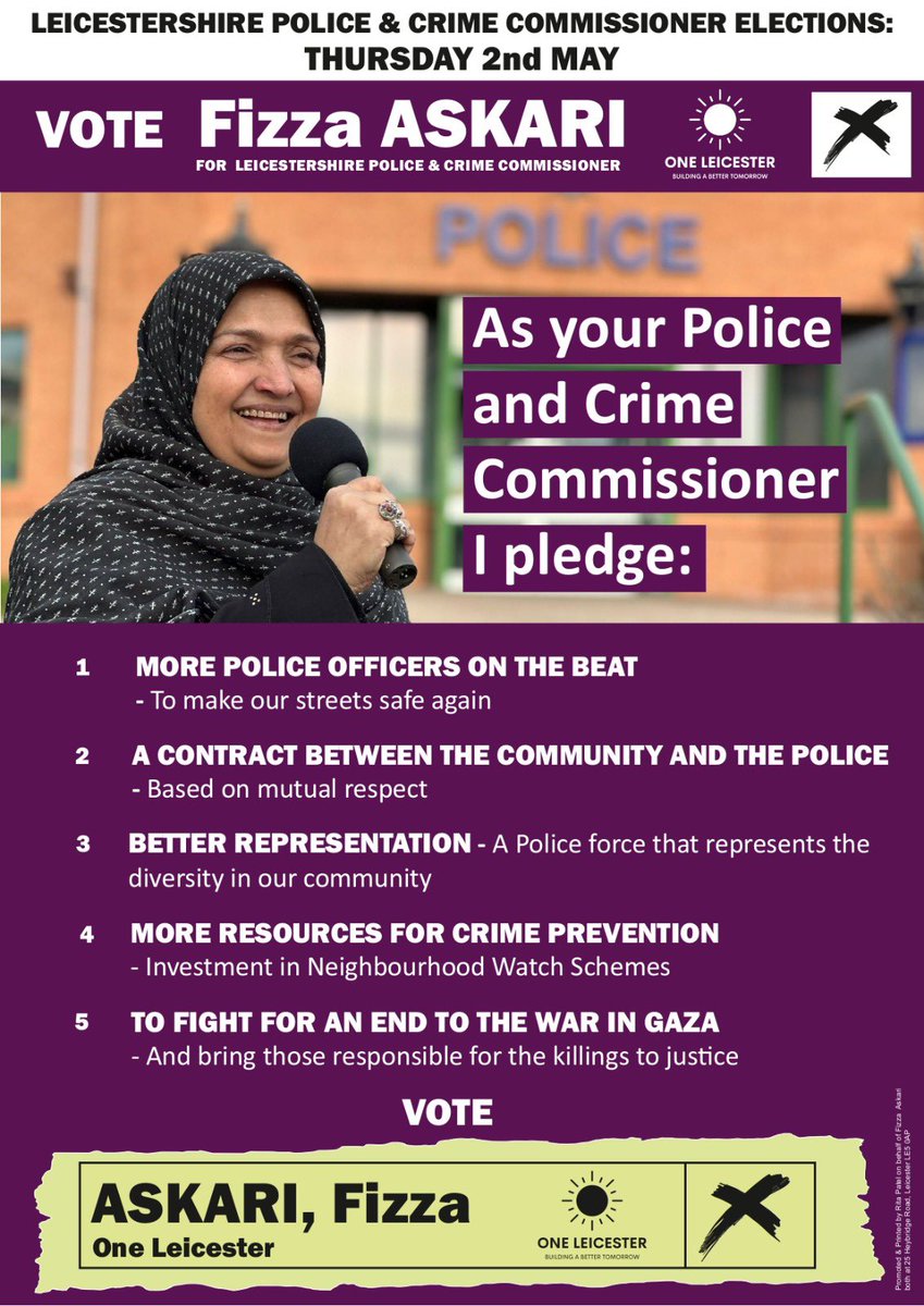 There is just a few days left until Election Day ☀️ 

It is time we send a message that local people know what’s best for their communities.

Vote ASKARI for:

✅ More bobbies on the beat
✅ Better community relations
✅ More crime prevention resources
✅ A diverse police force