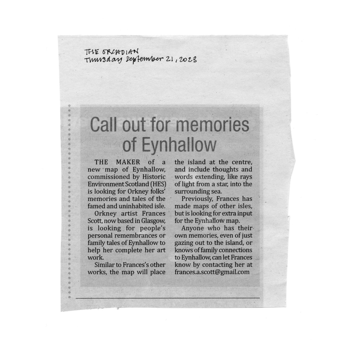 FrancesScott's tweet image. Remember last year when I made a call-out for stories of the Orkney island of Eynhallow?

I was commissioned by @grainne_gms on behalf of @HistEnvScot to create a folklore-memory map. I'm pleased to say this is now on show in an exhibition entitled 'In the Land, of the People'.