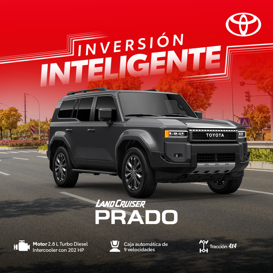 ¡Haz una inversión inteligente con Toyota Land Cruiser Prado! Su potente motor 2.8L Turbo Diesel, 202 HP, caja automática de 9 velocidades y tracción 4x4, podrás atravesar cualquier camino. 

#ToyotaGuatemala #LoMioEsToyota #InversiónInteligente #LandCruiserPrado