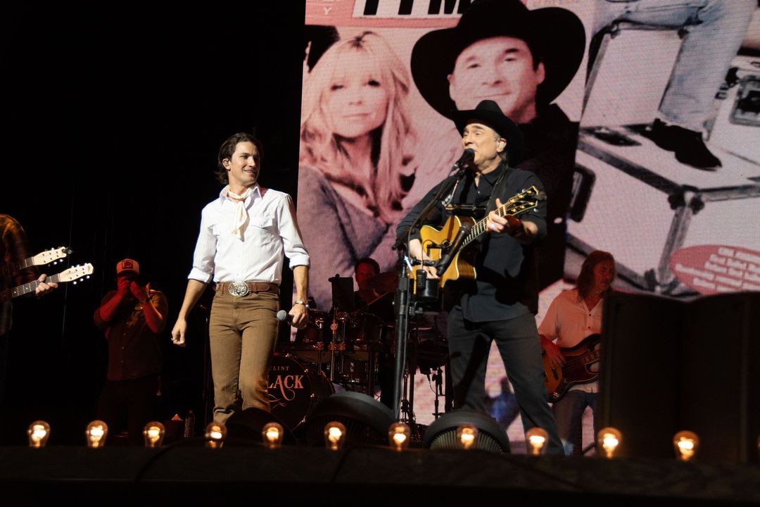 Pretty cool to get to crash one of your country music heroes’ @Stagecoach set. Thanks for having me, @Clint_Black. Grateful is an understatement. 📸: McKenzie Floyd